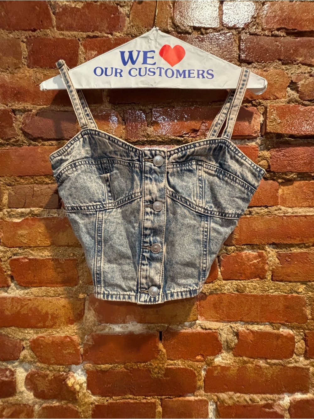 Fashion Nova Blue Washed Denim Button-Front Tank